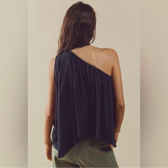 Free People Spring Break One Shoulder Top Size Small Black Cotton - Picture 3 of 11